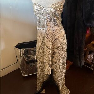 PrettyLittleThing Silver/ gold Embellished Dress